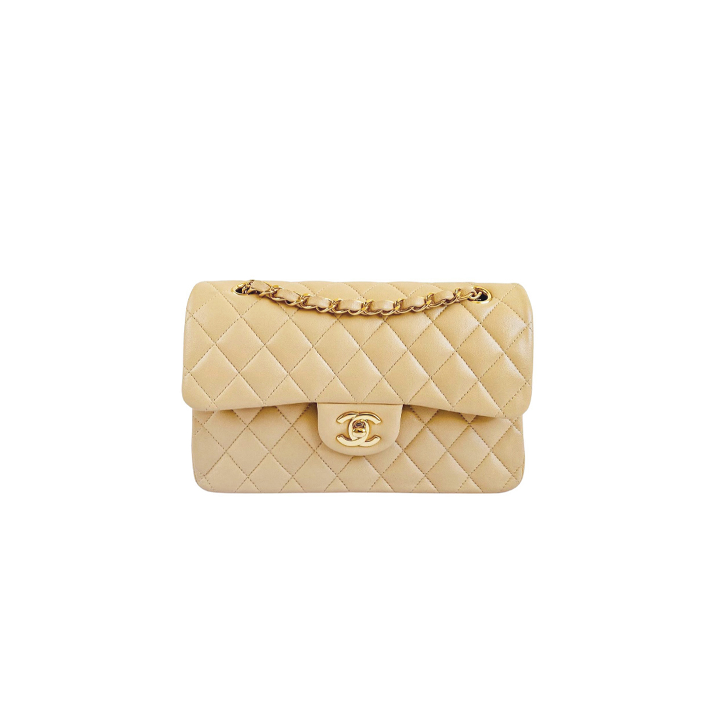Ch*el beige classik double flap bag (23*14*6cm)
